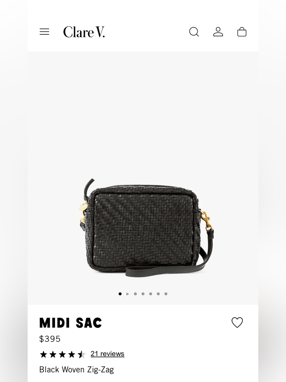 Clare V Midi Sac Black Woven Crossbody bag